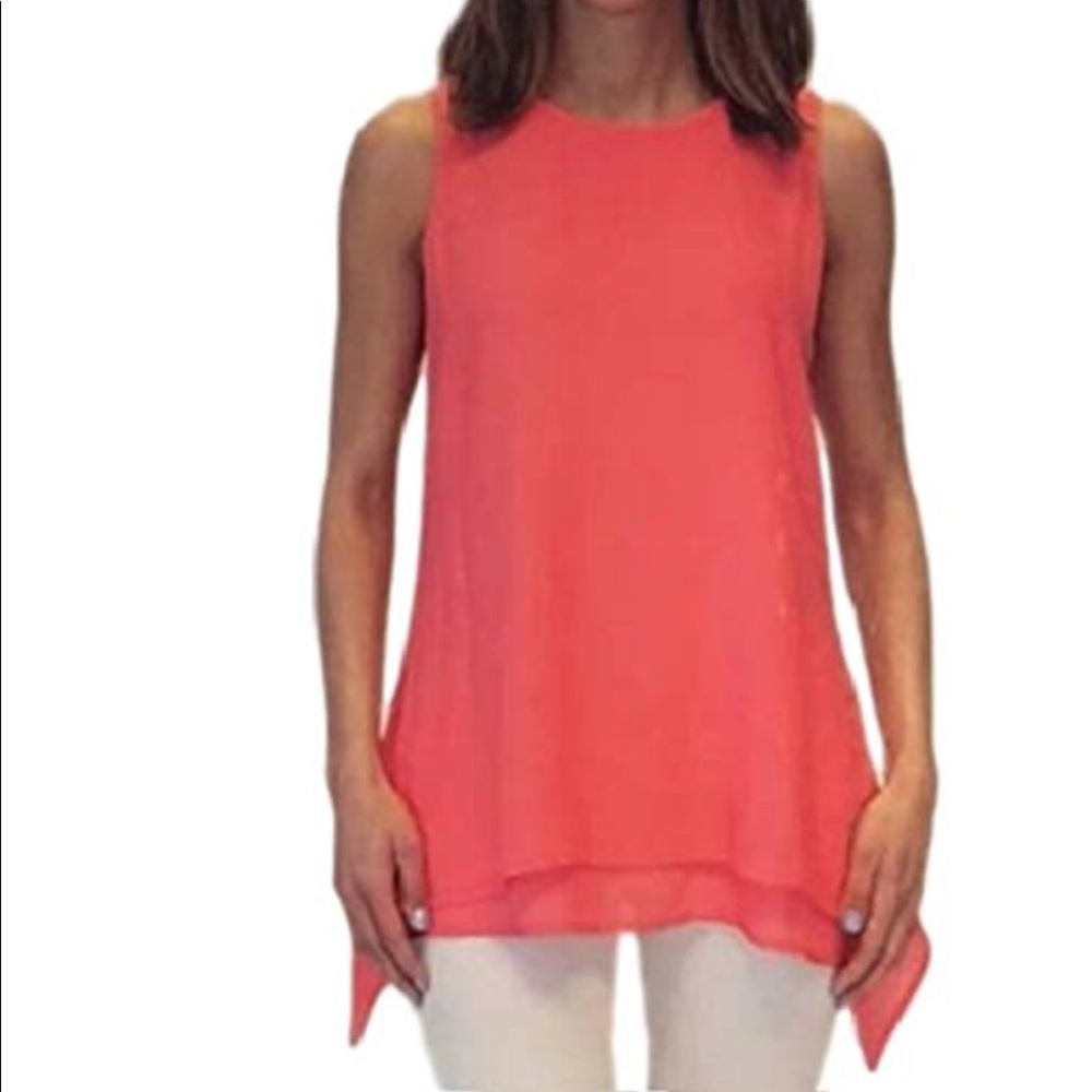 Deep See Coral Double Layered Lagenlook Tunic